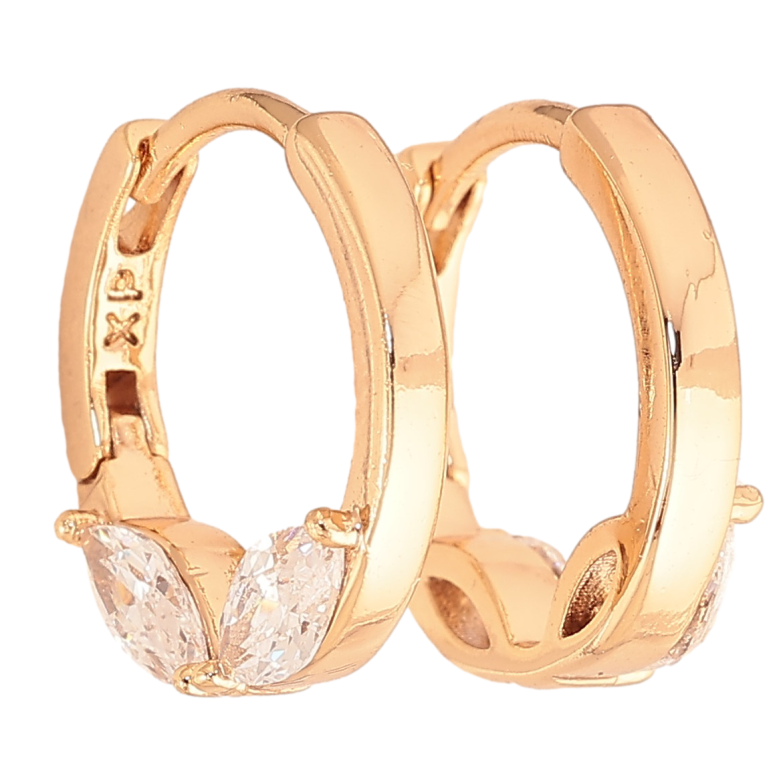 Серьги Xuping цвет Позолота 18K колечки "Боковой узор с кристаллами" фото №1