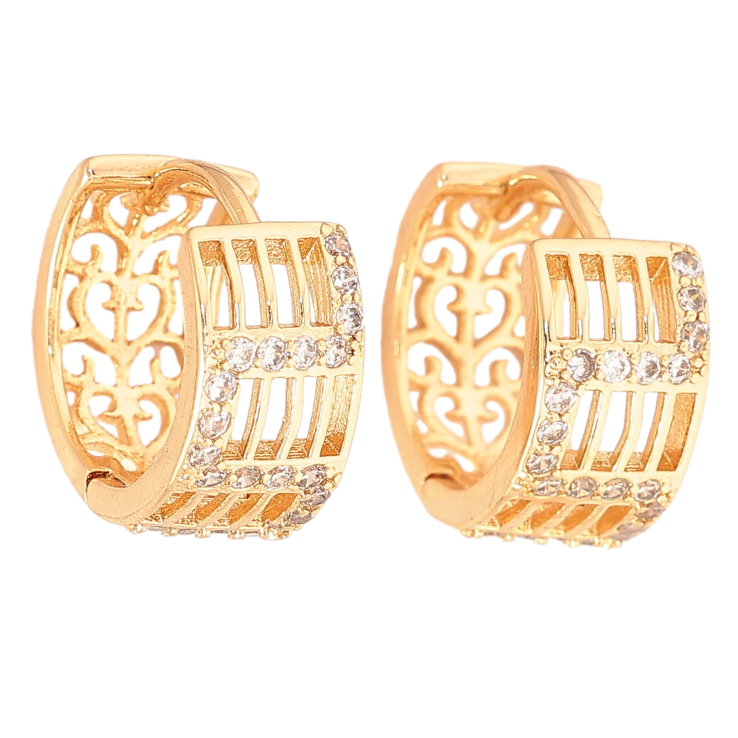 Сережки Xuping колір Позолота 18К колечка "Візерунок з кристалами" фото №22