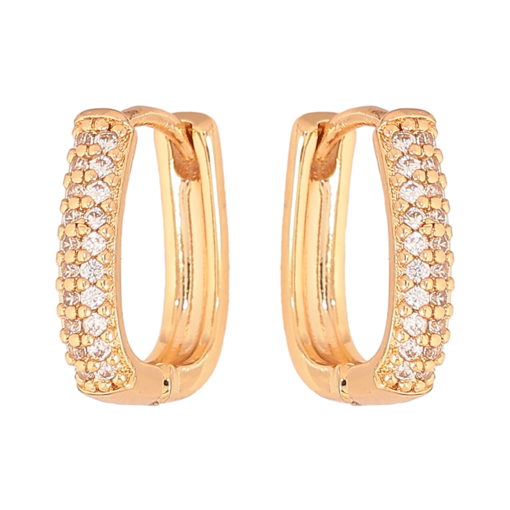 Серьги Xuping цвет Позолота 18К колечки "Инкрустация кристаллами" фото №8