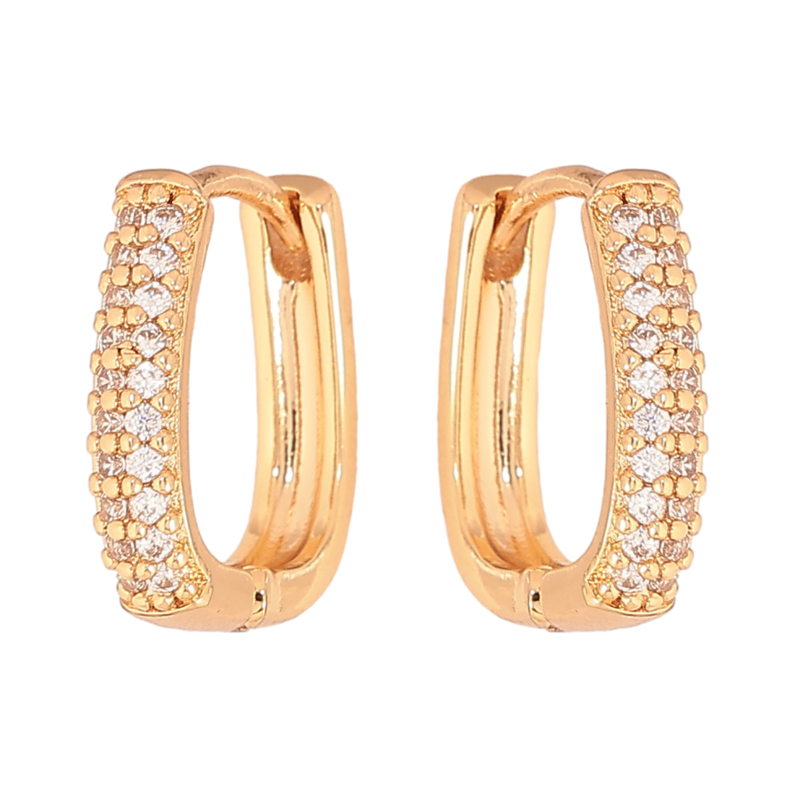 Серьги Xuping цвет Позолота 18К колечки "Инкрустация кристаллами" фото №1