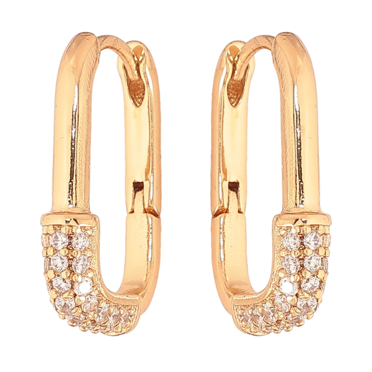 Серьги Xuping цвет Позолота 18К колечки "Узор с инкрустацией кристаллами" фото №4