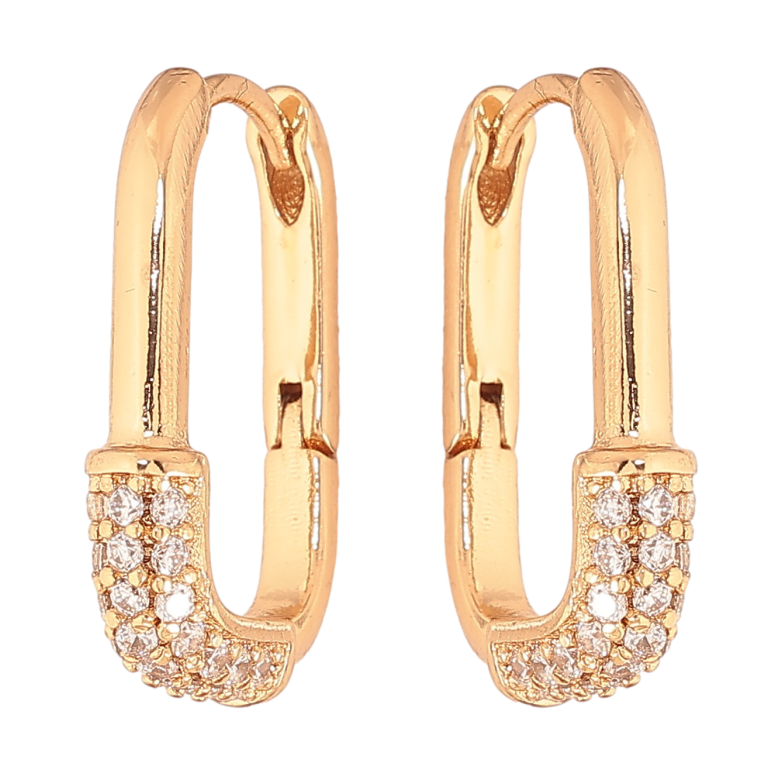 Серьги Xuping цвет Позолота 18К колечки "Узор с инкрустацией кристаллами" фото №1