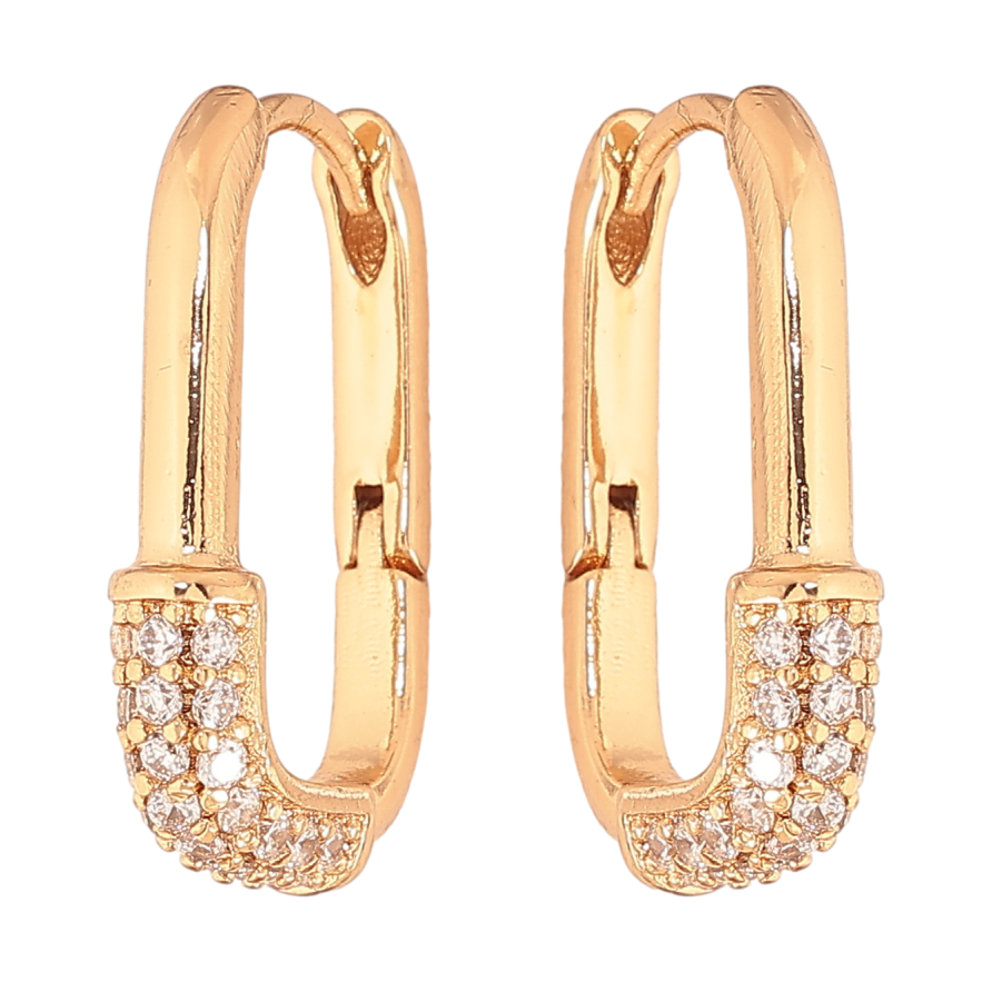 Серьги Xuping цвет Позолота 18К колечки "Узор с инкрустацией кристаллами" фото №1