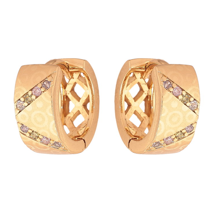 Сережки Xuping колір Позолота 18К колечка "Візерунок з кристалами" фото №25