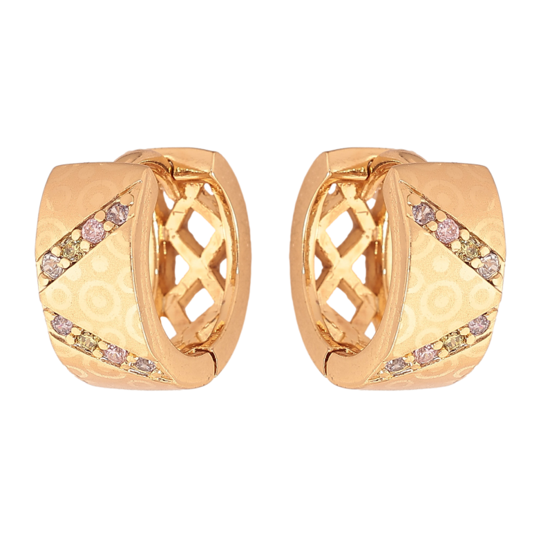 Сережки Xuping колір Позолота 18К колечка "Візерунок з кристалами" фото №1