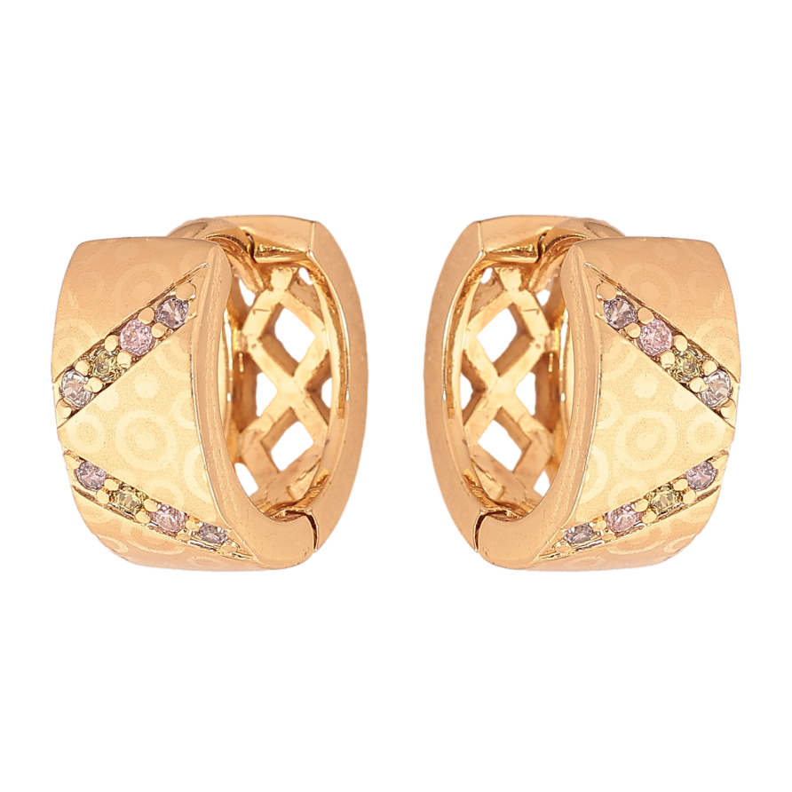 Сережки Xuping колір Позолота 18К колечка "Візерунок з кристалами" фото №1