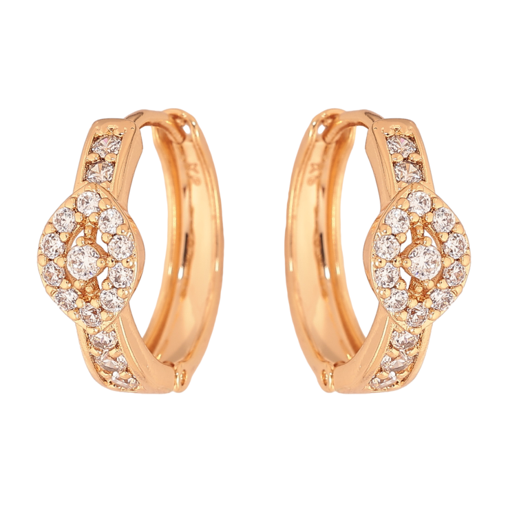 Серьги Xuping цвет Позолота 18К колечки "Узор с кристаллами" фото №22