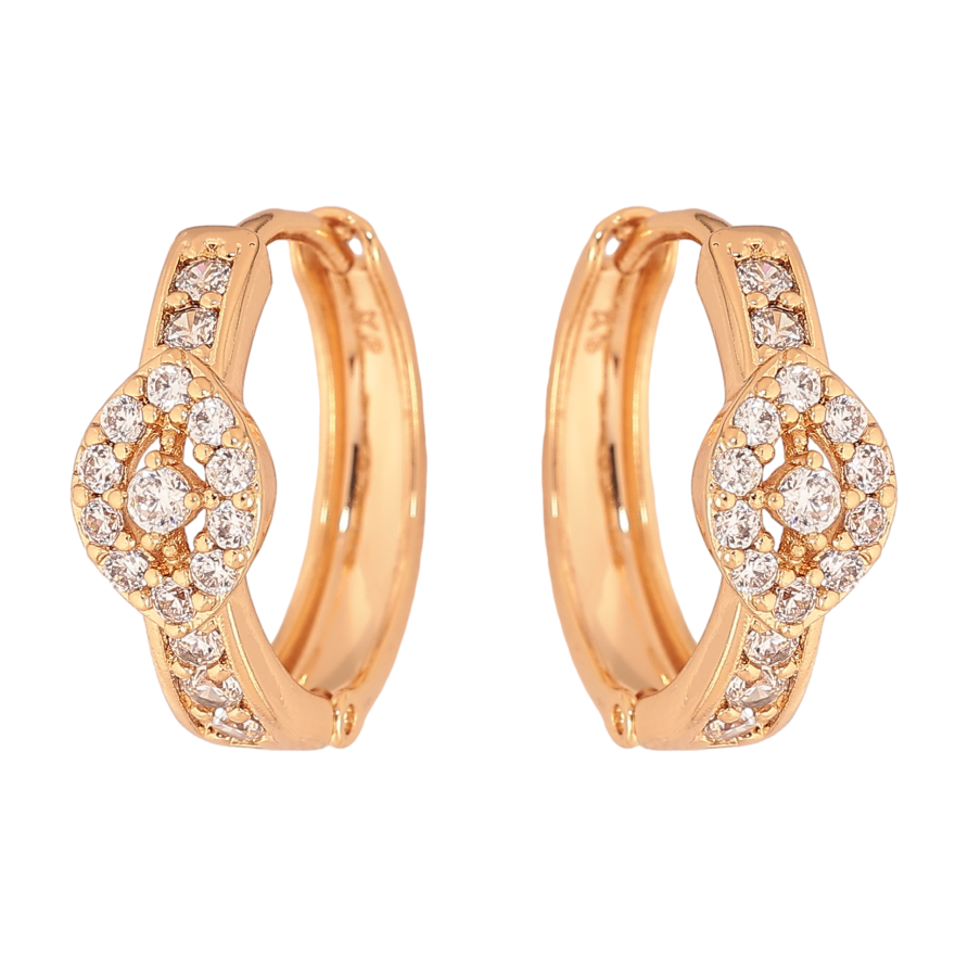 Серьги Xuping цвет Позолота 18К колечки "Узор с кристаллами" фото №1