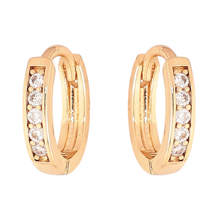 Сережки Xuping колір Позолота 18К колечка "Дорожки кристалів" фото №10