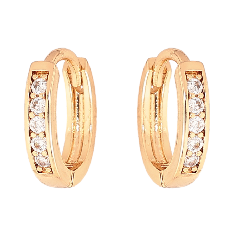 Сережки Xuping колір Позолота 18К колечка "Дорожки кристалів" фото №1