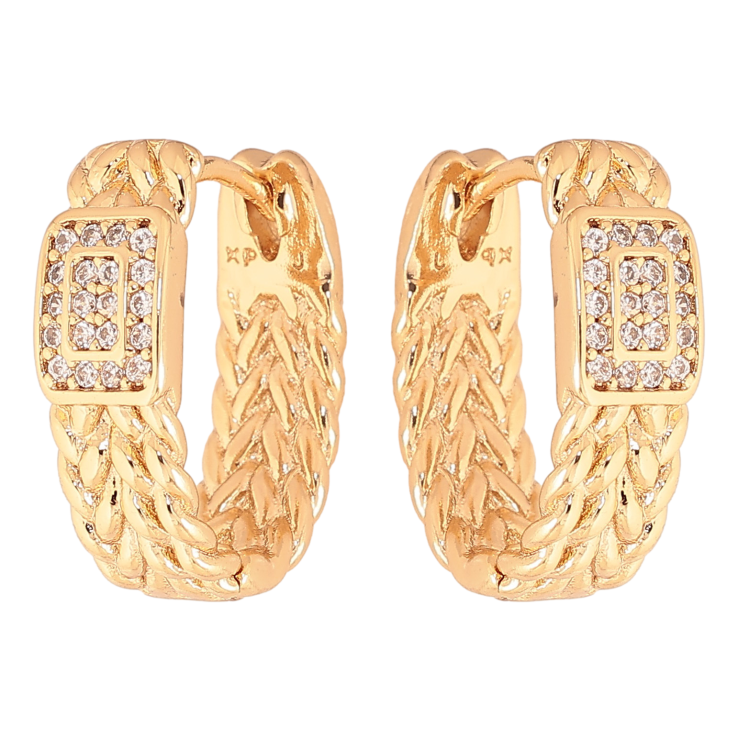 Сережки Xuping колір Позолота 18K колечка "Декоративний візерунок з кристалами" фото №3