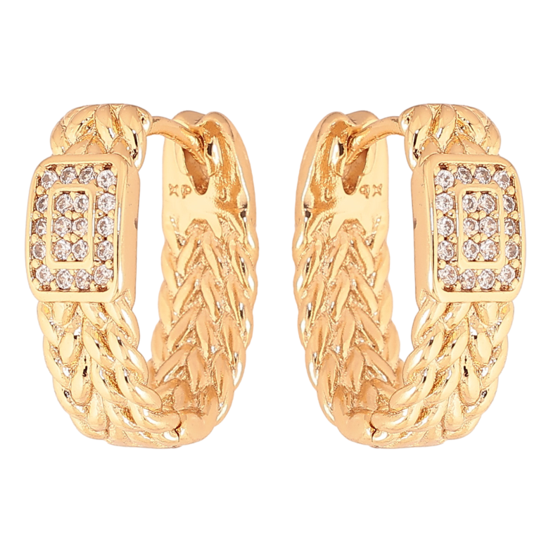 Серьги Xuping цвет Позолота 18K колечки "Декоративный узор с кристаллами"  фото №1