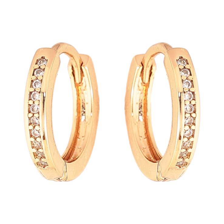 Серьги Xuping цвет Позолота 18K колечки "Дорожки кристаллов" фото №8