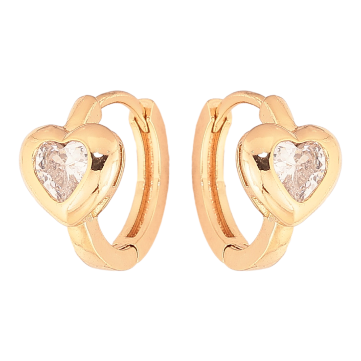 Серьги Xuping цвет Позолота 18K колечки "Кристальные сердечки" фото №6