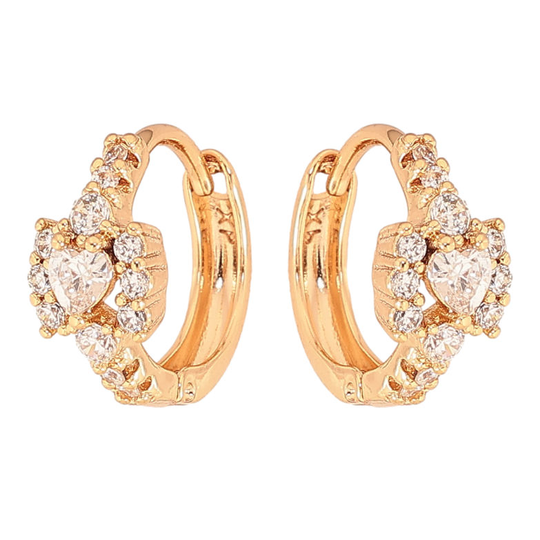 Серьги Xuping цвет Позолота 18К колечки "Узор с кристаллами" фото №1