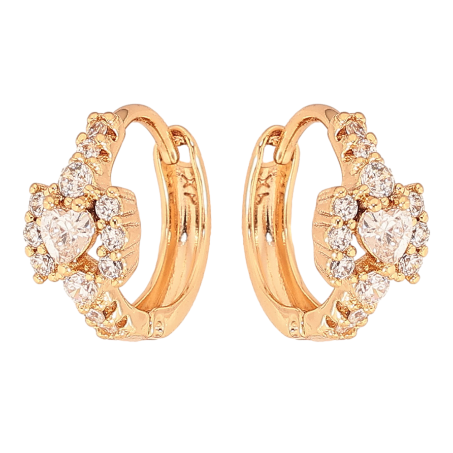 Серьги Xuping цвет Позолота 18К колечки "Узор с кристаллами" фото №1