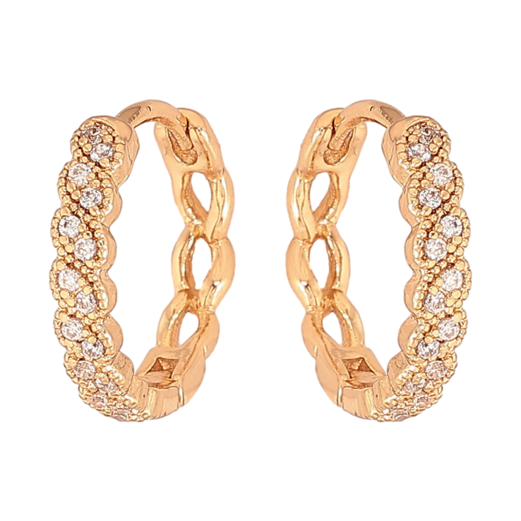 Серьги Xuping цвет Позолота 18К колечки "Узор с кристаллами" фото №15