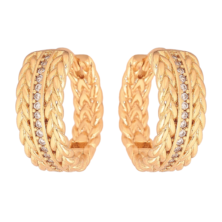 Серьги Xuping цвет Позолота 18К колечки "Узор с дорожкой кристаллов" фото №22