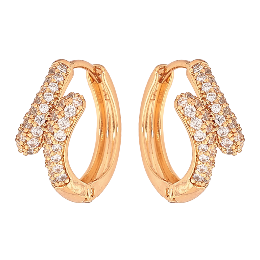 Сережки Xuping колір Позолота 18К колечка "Візерунок з інкрустацією кристалами" фото №1