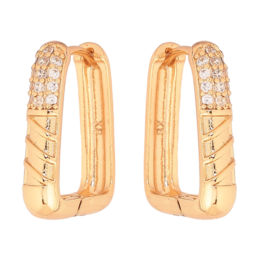 Серьги Xuping цвет Позолота 18К колечки "Узор с кристаллами" фото №1