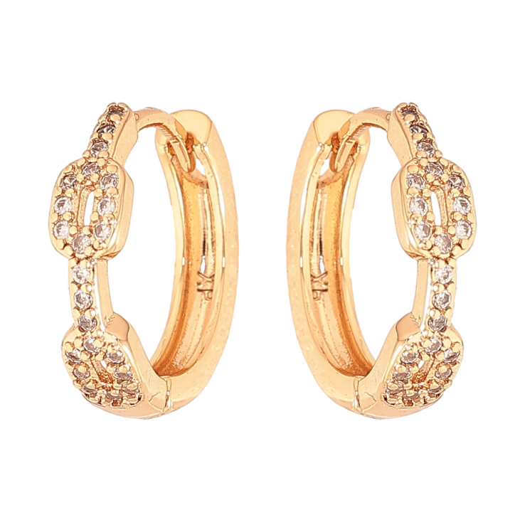 Серьги Xuping цвет Позолота 18К колечки "Узор с кристаллами" фото №5