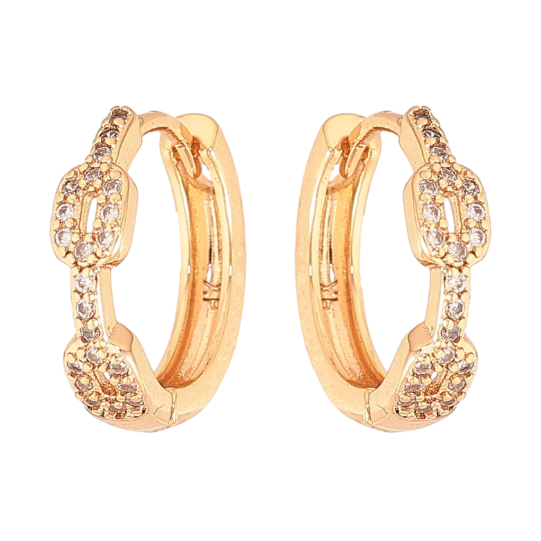 Серьги Xuping цвет Позолота 18К колечки "Узор с кристаллами" фото №1