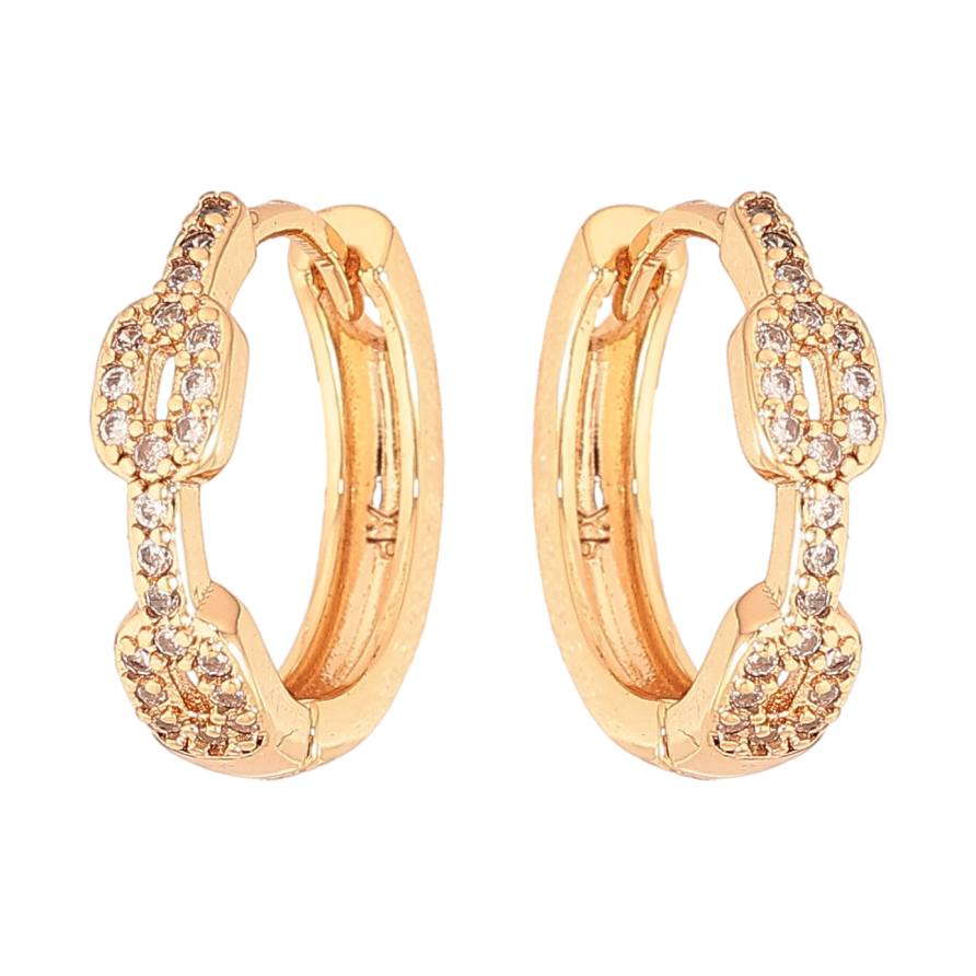 Серьги Xuping цвет Позолота 18К колечки "Узор с кристаллами" фото №1