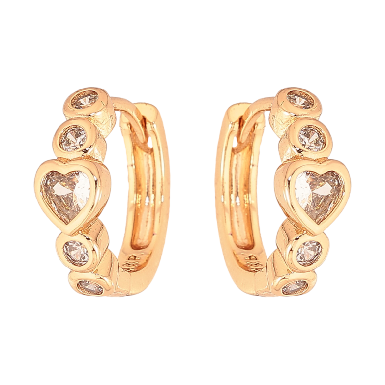 Сережки Xuping колір Позолота 18К колечка "Кристальні серця" фото №1