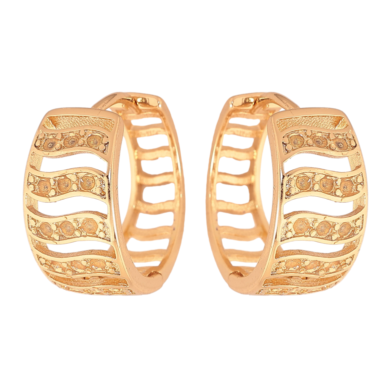 Серьги Xuping цвет Позолота 18К колечки "Декоративный узор" фото №1