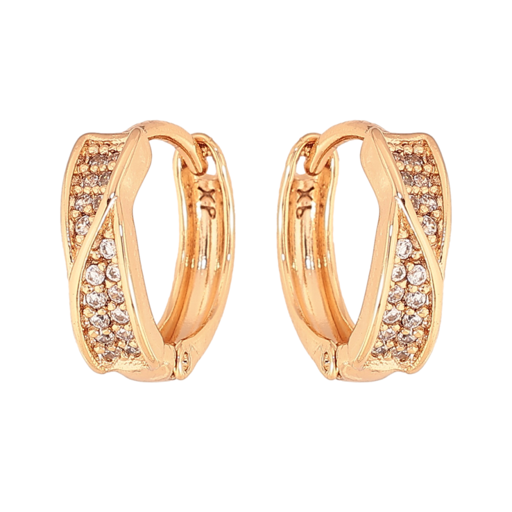 Сережки Xuping колір Позолота 18К колечка "Візерунок з кристалами" фото №19 Сережки Xuping колір Позолота 18К колечка "Візерунок з кристалами" фото №19