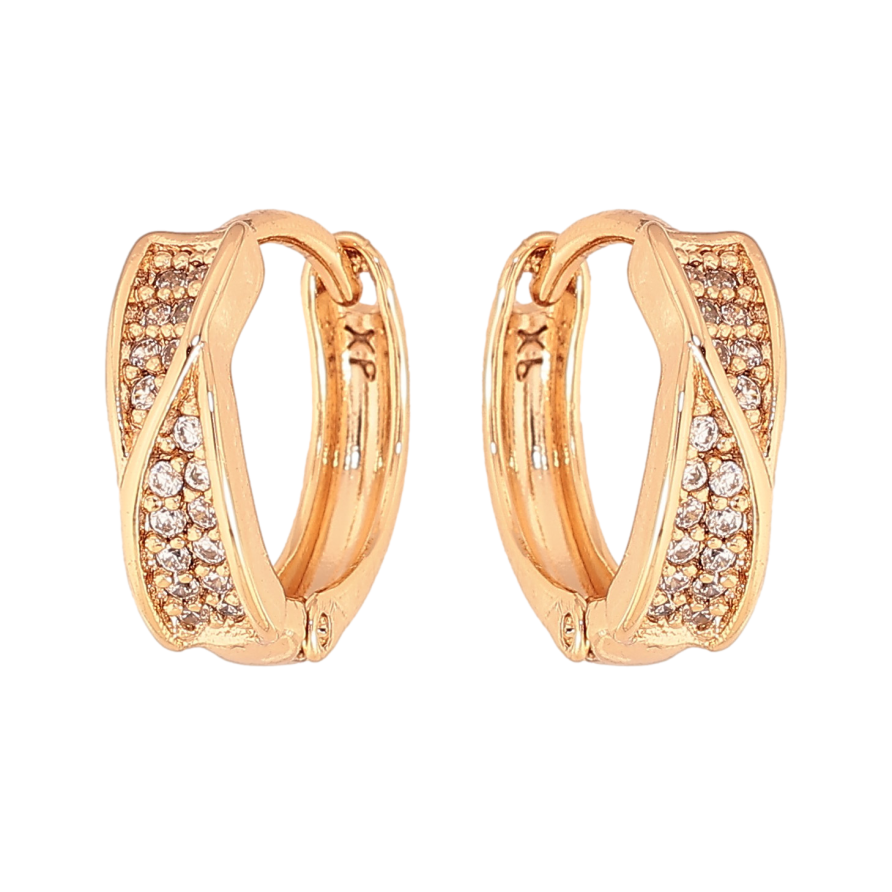 Сережки Xuping колір Позолота 18К колечка "Візерунок з кристалами" фото №1