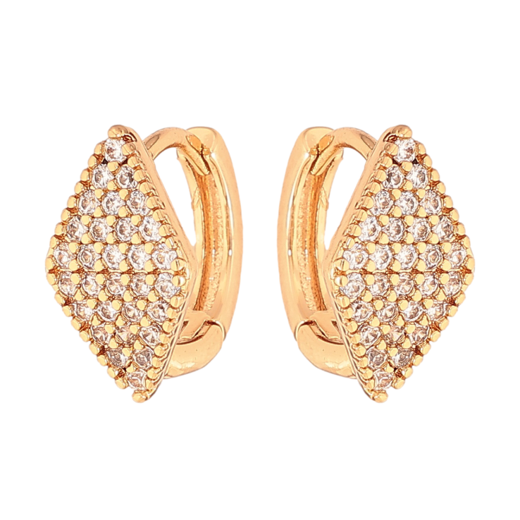 Сережки Xuping колір Позолота 18К колечка "Ромби з інкрустацією кристалами" фото №20 Сережки Xuping колір Позолота 18К колечка "Ромби з інкрустацією кристалами" фото №20