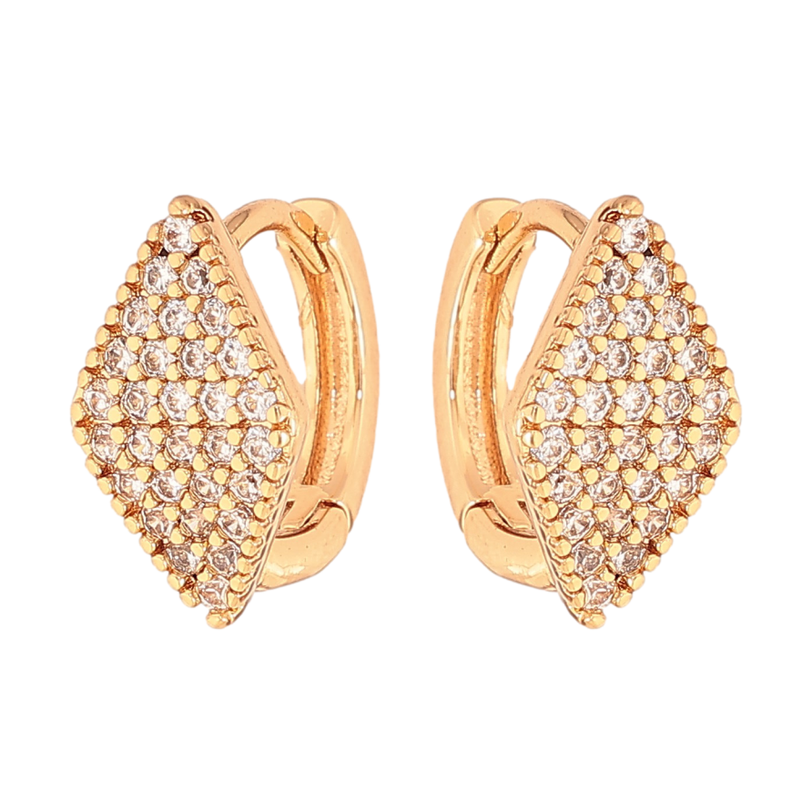 Сережки Xuping колір Позолота 18К колечка "Ромби з інкрустацією кристалами" фото №1 Сережки Xuping колір Позолота 18К колечка "Ромби з інкрустацією кристалами" фото №1