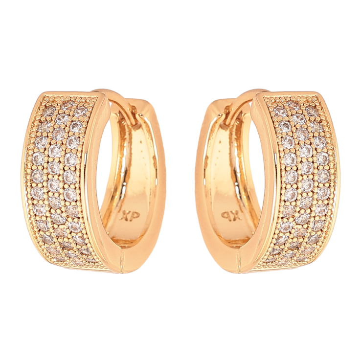 Серьги Xuping цвет Позолота 18K колечки "Инкрустация кристаллами" фото №1