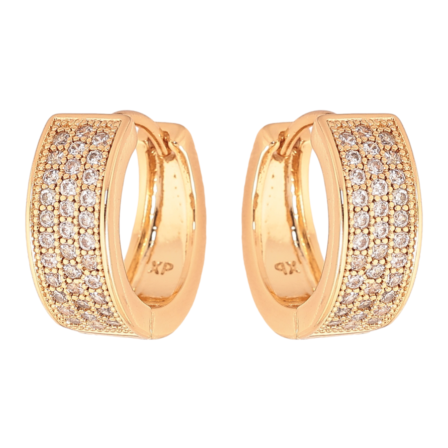 Серьги Xuping цвет Позолота 18K колечки "Инкрустация кристаллами" фото №1