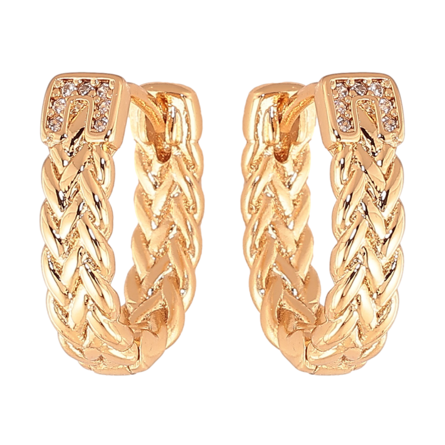 Сережки Xuping колір Позолота 18K колечка "Декоративний візерунок з кристалами" фото №1