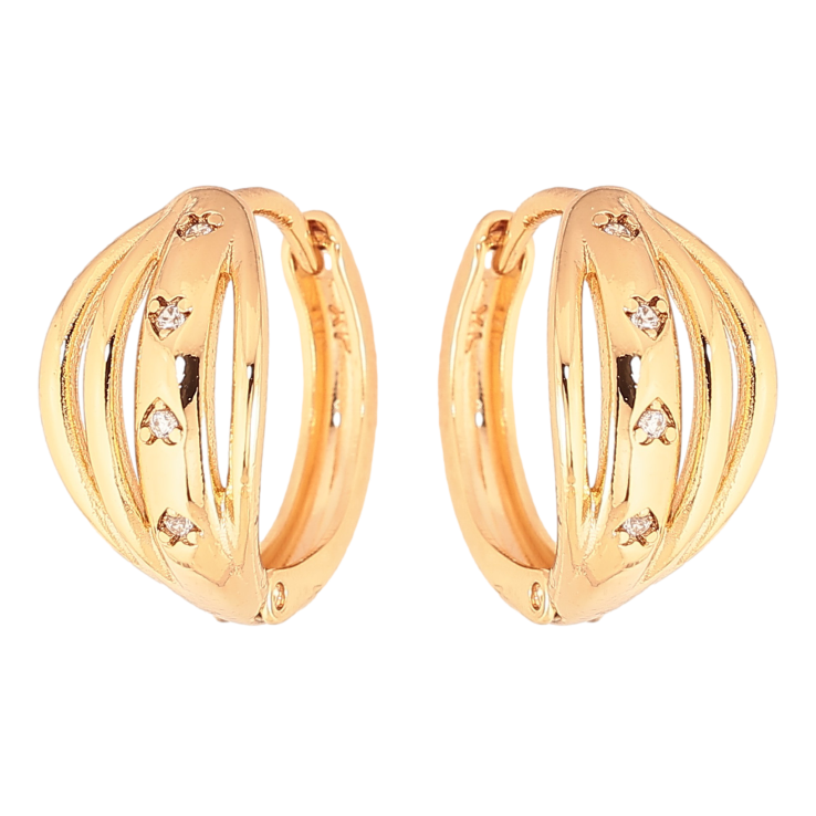 Сережки Xuping колір Позолота 18K колечка "Візерунок з кристалами" фото №11