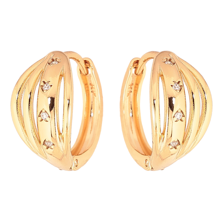 Сережки Xuping колір Позолота 18K колечка "Візерунок з кристалами" фото №1