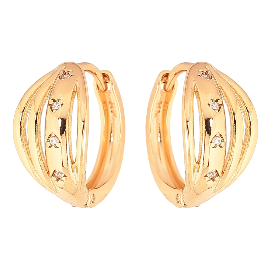 Сережки Xuping колір Позолота 18K колечка "Візерунок з кристалами" фото №1