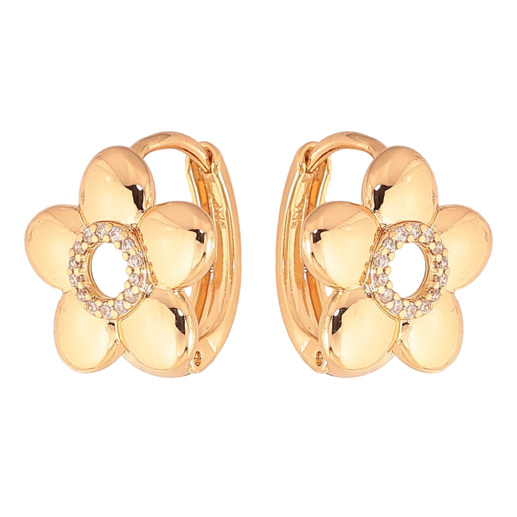 Сережки Xuping колір Позолота 18K колечка "Квіточки з кристалами" фото №8