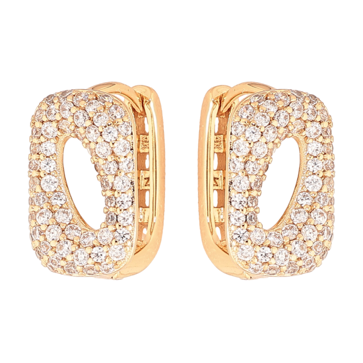 Серьги Xuping цвет Позолота 18K колечки "Инкрустация кристаллами" фото №8