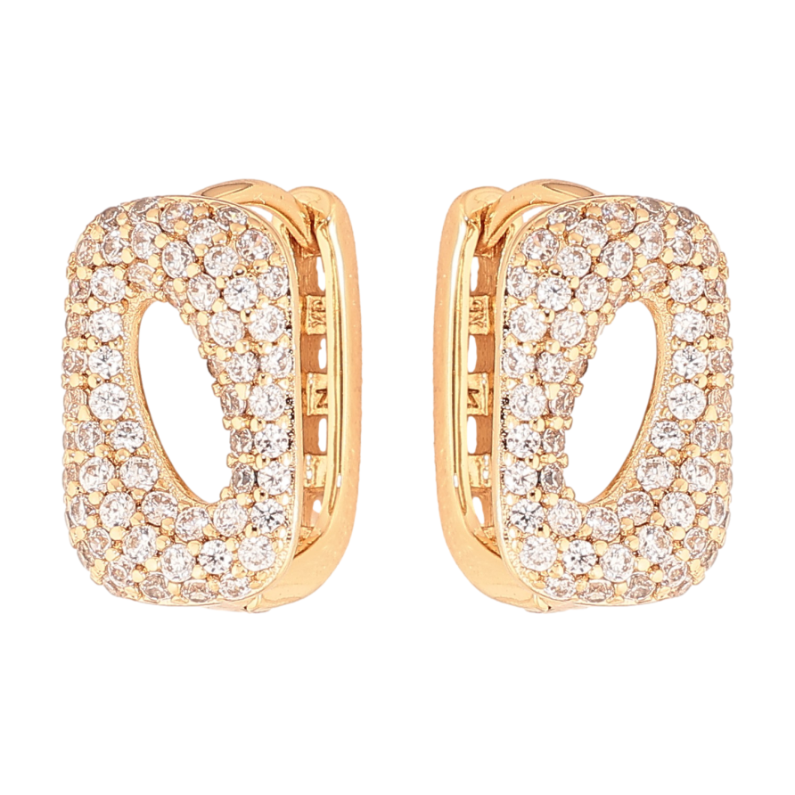 Серьги Xuping цвет Позолота 18K колечки "Инкрустация кристаллами" фото №1