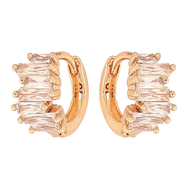 Серьги Xuping цвет Позолота 18К колечки "Дорожки кристаллов" фото №2