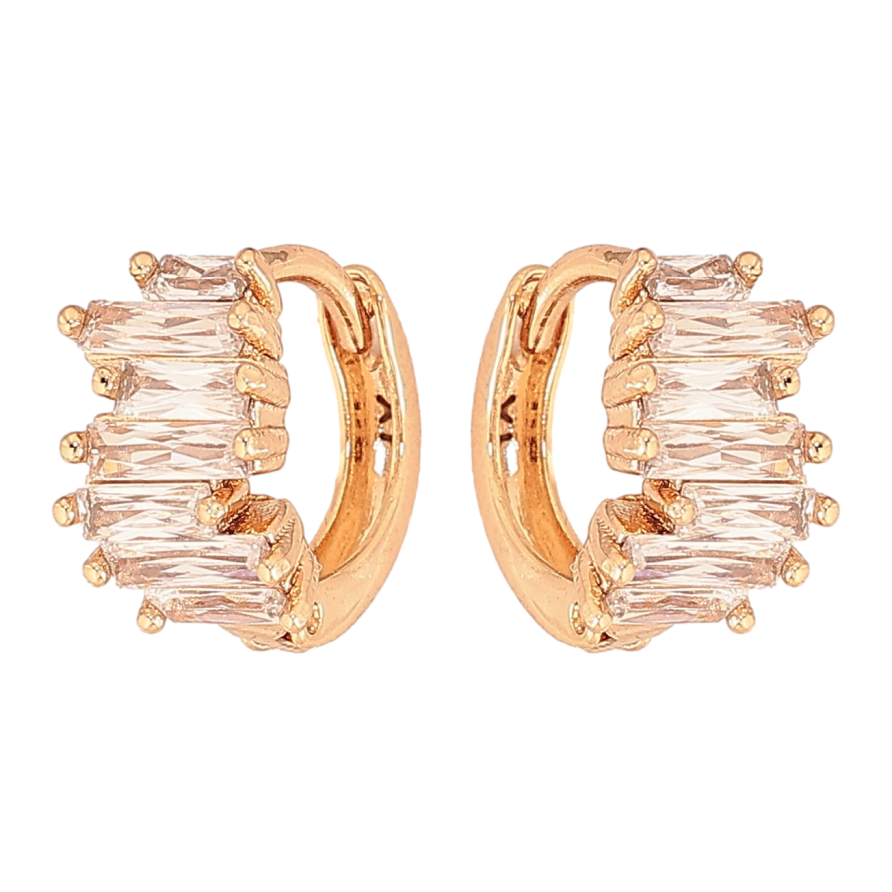 Серьги Xuping цвет Позолота 18К колечки "Дорожки кристаллов" фото №1