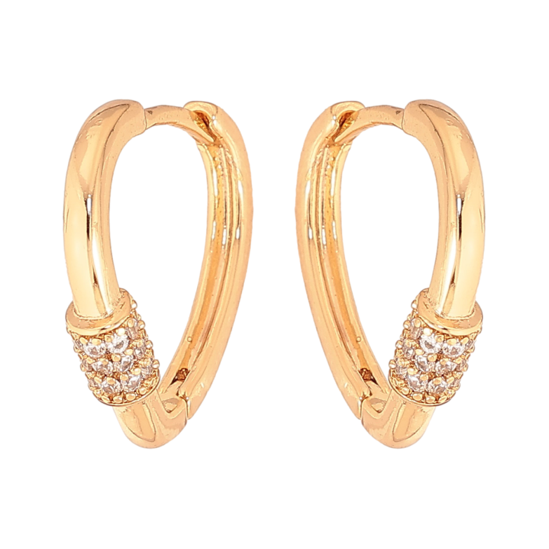 Серьги Xuping цвет Позолота 18К колечки "Узор с кристаллами" фото №1