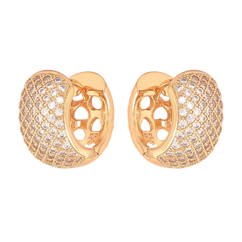 Серьги Xuping цвет Позолота 18К колечки "Инкрустация кристаллов" фото №1