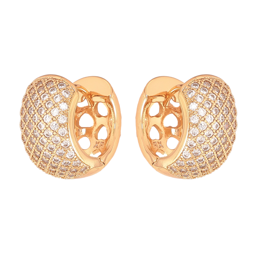 Серьги Xuping цвет Позолота 18К колечки "Инкрустация кристаллов" фото №1