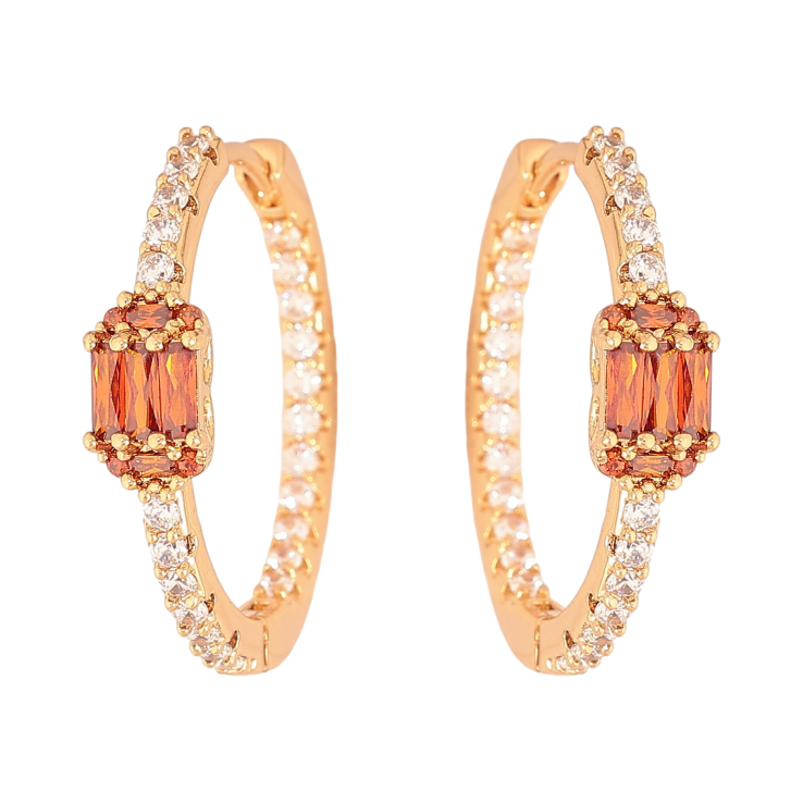 Серьги Xuping цвет Позолота 18К колечки "Дорожки кристаллов" фото №23