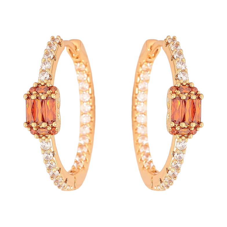 Серьги Xuping цвет Позолота 18К колечки "Дорожки кристаллов" фото №1