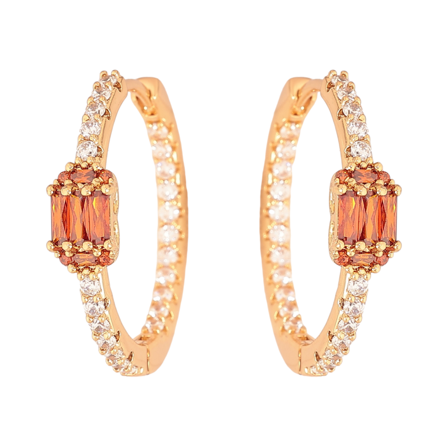 Серьги Xuping цвет Позолота 18К колечки "Дорожки кристаллов" фото №1